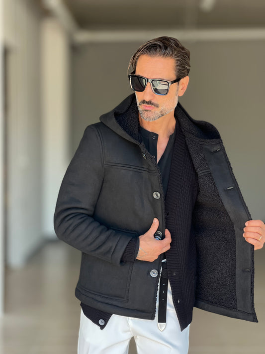 STILOSOPHY PERFORATED DARK ECO-LEATHER BIKER