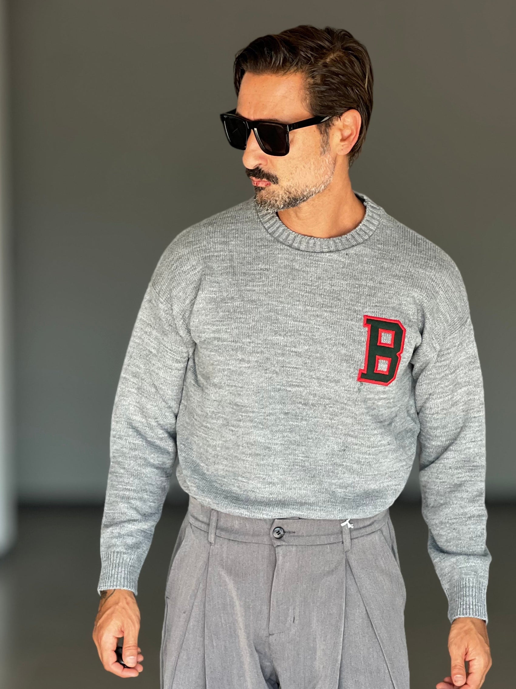 MAGLIA GIRO GRIGIA  DERBY RICAMO B