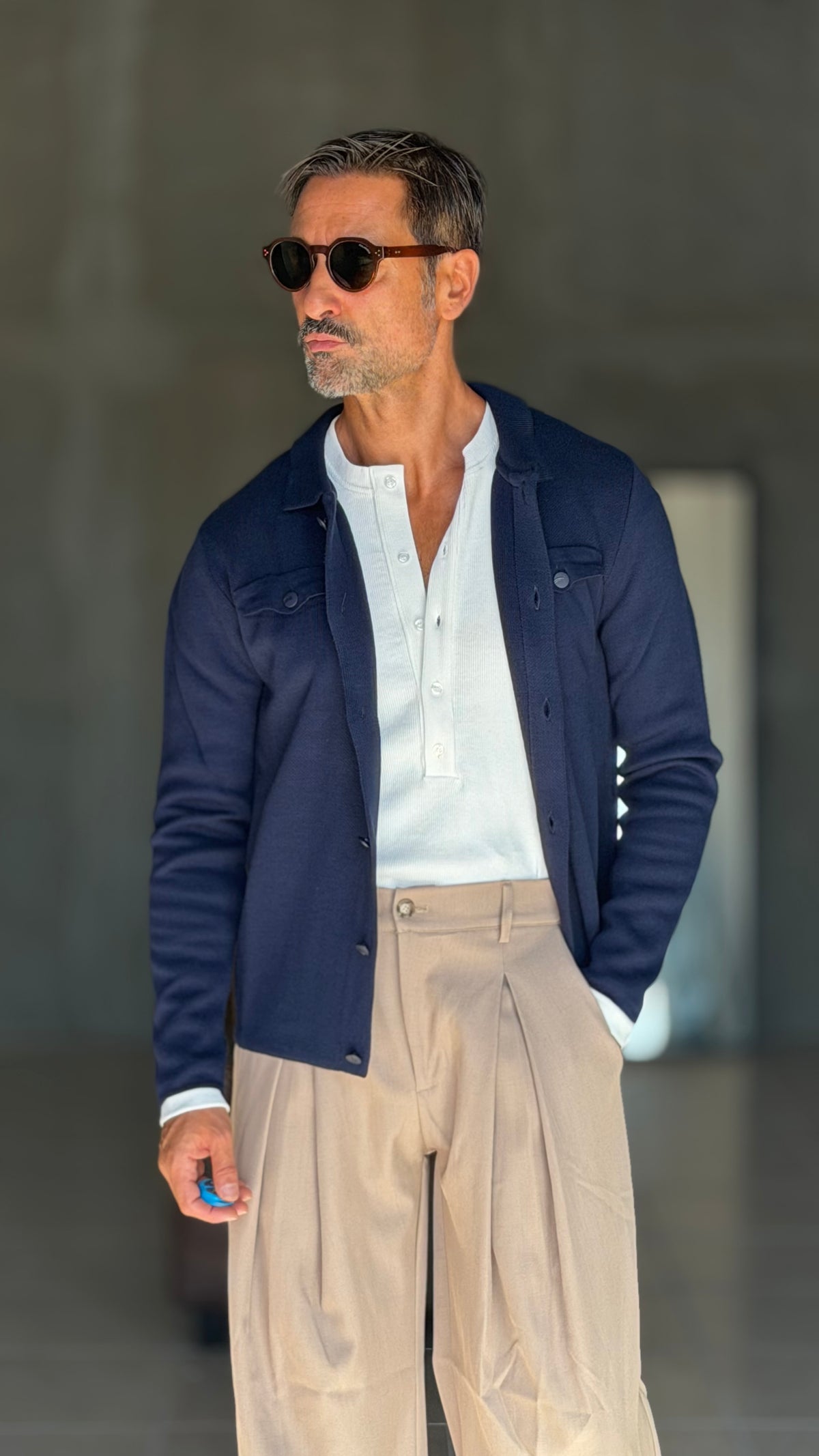 CARDIGAN  POLO BLU   BOTTONE COPERTO