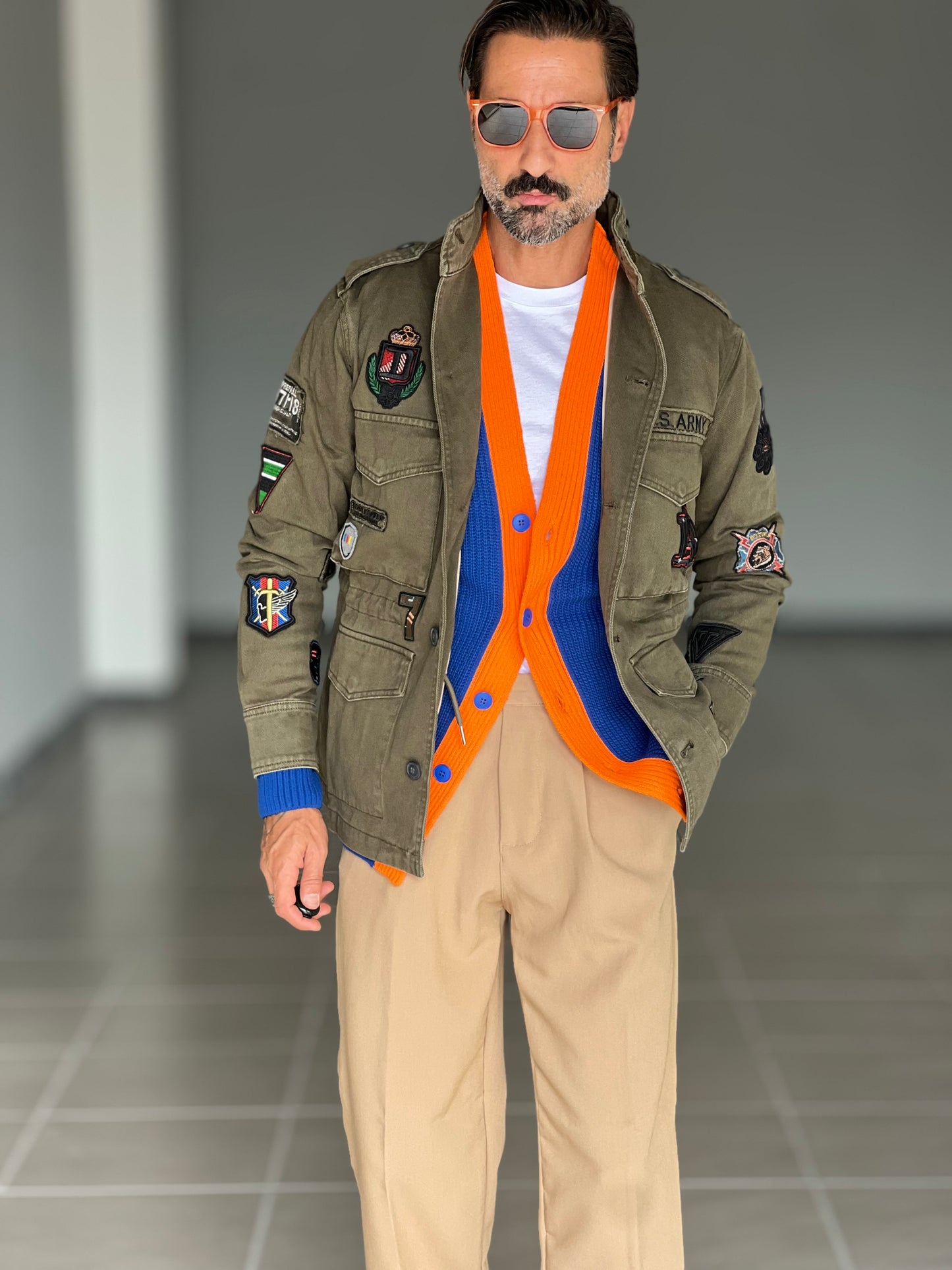FILL JACKET VERDE PATCH IMBOTTITA  TASCHE