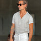 T SHIRT SERAFINO GRIGIO MISTO LINO