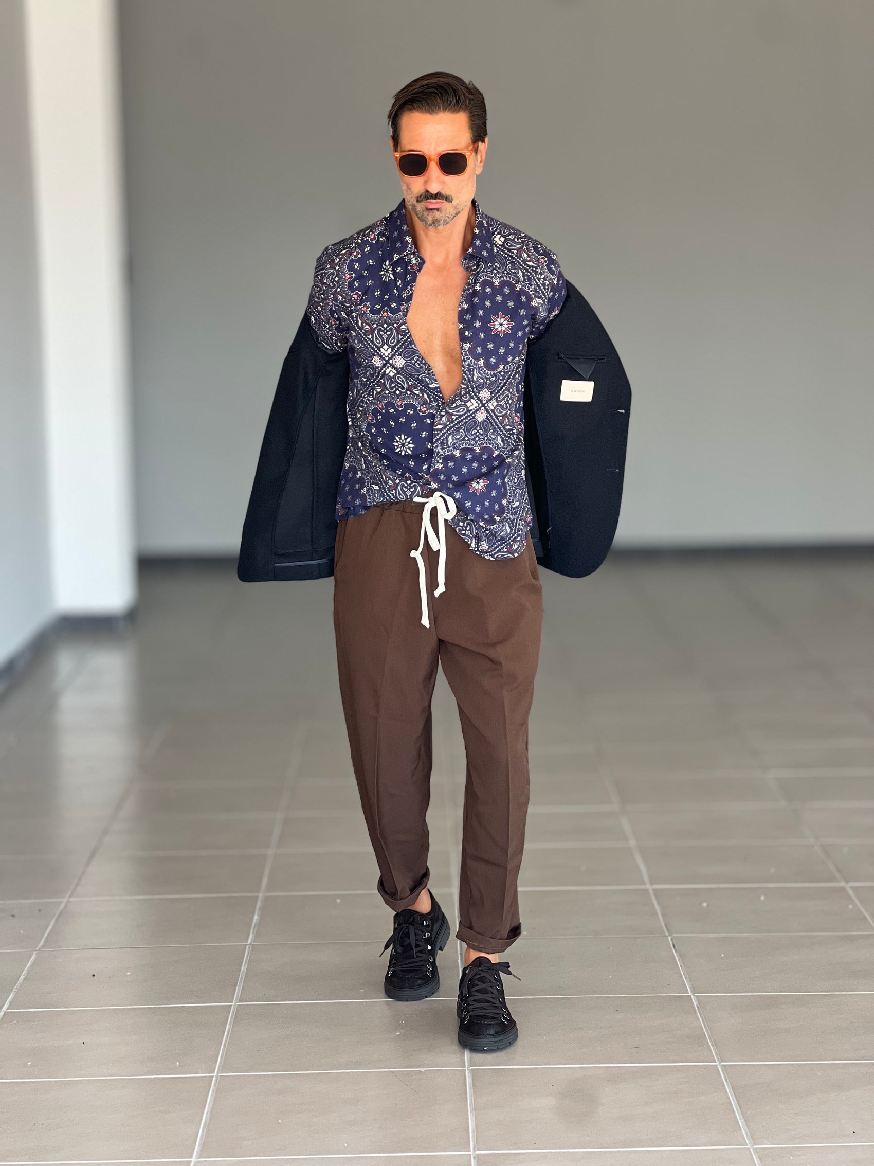 CAMICIA KOON STAMPA FONDO BLU