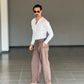 WHITE VISCOSE TROUSERS WITH REGULAR BOTTOM