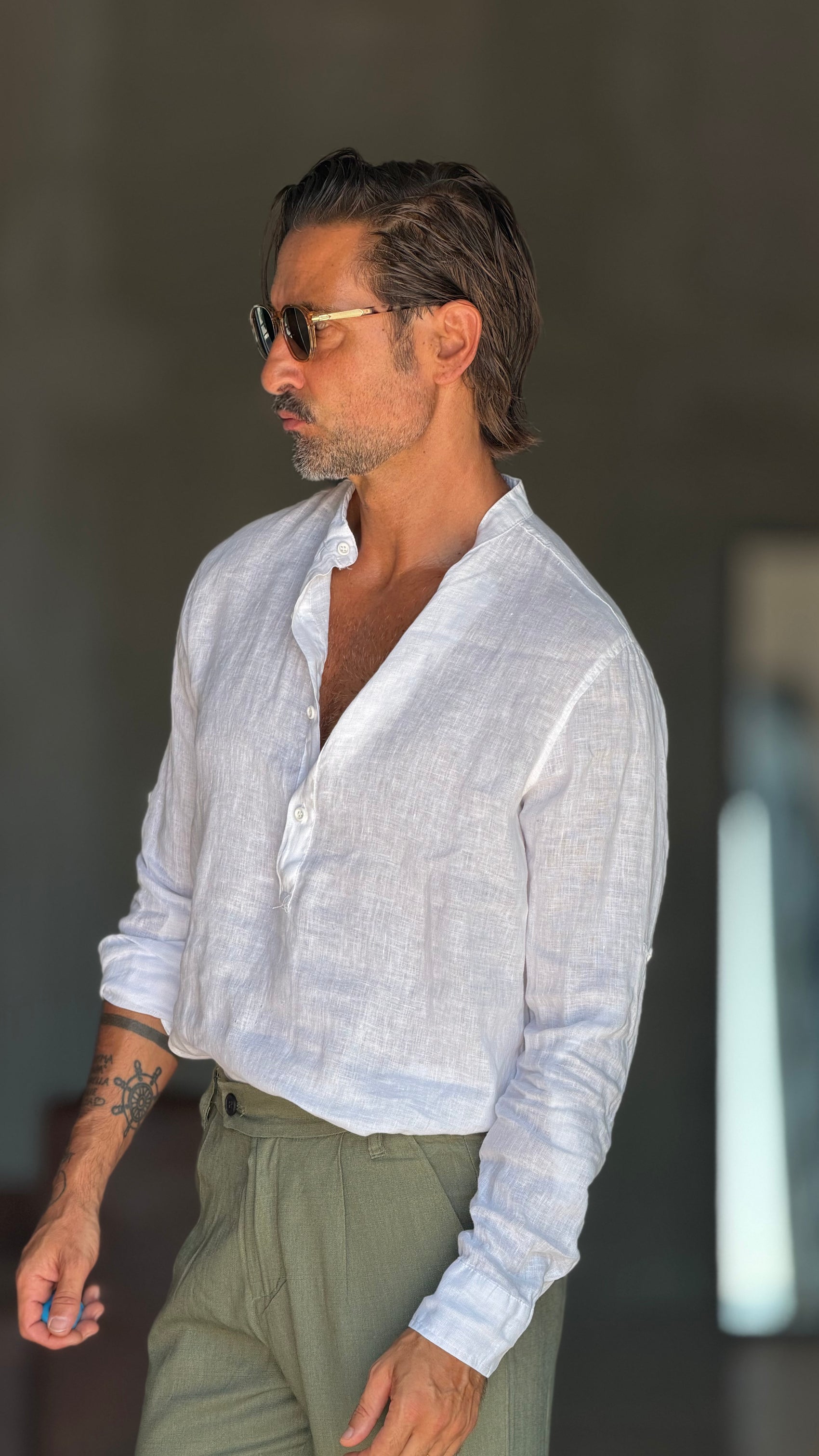 CAMICIA  SERAFINO BIANCO LINO PURO