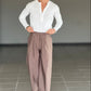 WHITE VISCOSE TROUSERS WITH REGULAR BOTTOM