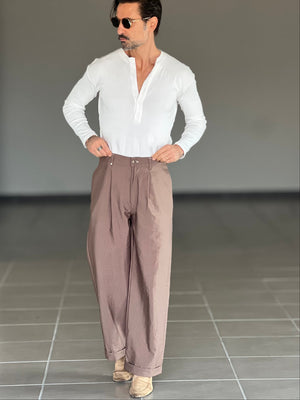WHITE VISCOSE TROUSERS WITH REGULAR BOTTOM