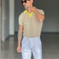 POLO CAMMELLO COLLO  CONTRASTO GIALLO  TELAMIRA