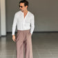 WHITE VISCOSE TROUSERS WITH REGULAR BOTTOM
