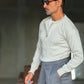 WHITE VISCOSE TROUSERS WITH REGULAR BOTTOM