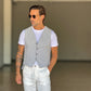 GILET  TESSUTO GRIGIO CHIARO GESSATO