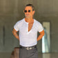 T SHIRT SERAFINO BIANCO  MISTO LINO