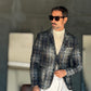 GIACCA TARTAN FONDO BLU E BEIGE EFFETTO PANNO BL11