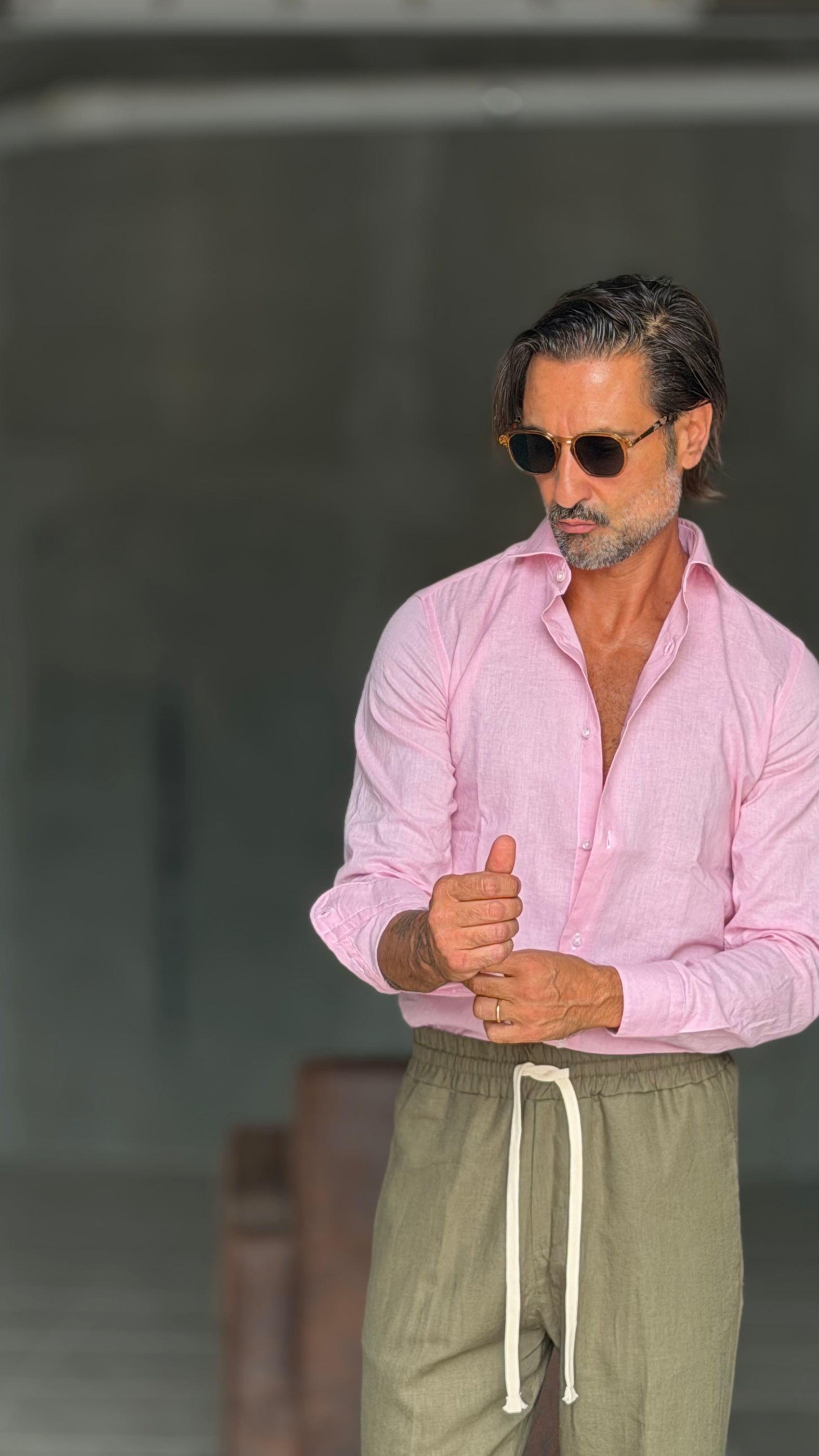 CAMICIA ROSA LINO COLLO ITALIANO