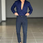 PANTALONE  PINCES  BLU NAVY  GABARDINE DI COTONE G PLAY