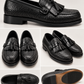 DOUBLE BUCKLE BLACK SUEDE LOAFERS