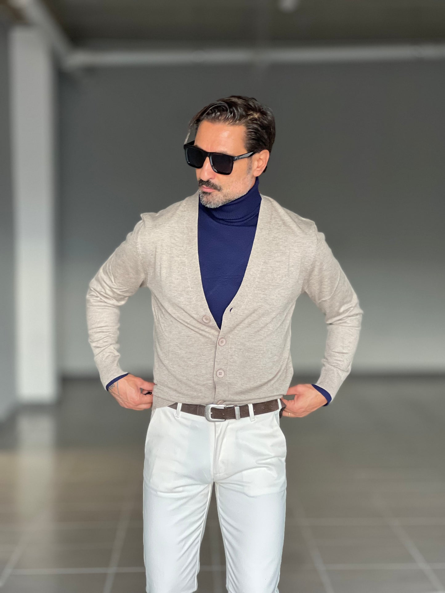 CARDIGAN TORTORA  RASATO 2 FILI SOTTOGIACCA