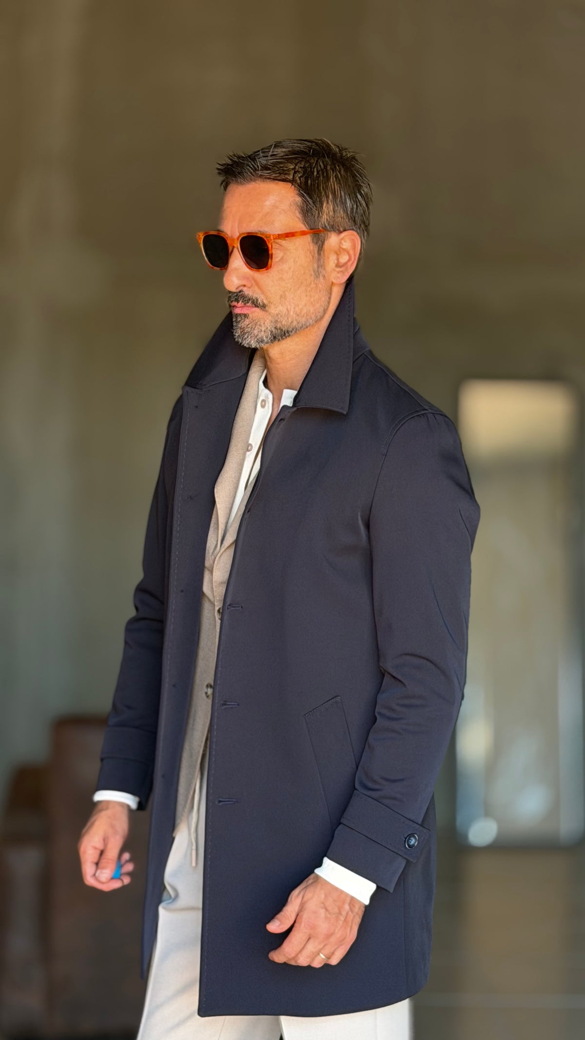BLUE HIGH NECK COAT