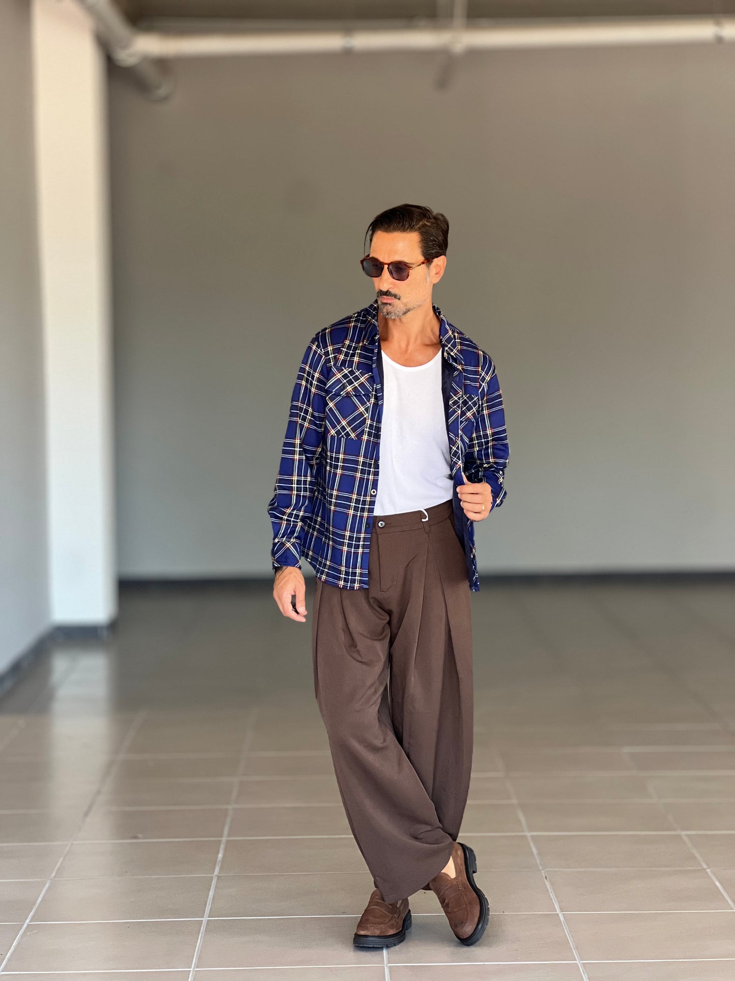 FILL JACKET QUADRO  BLU FELPATA