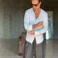 CAMICIA COREANA GRIGIO CHIARO GOFFRATA COTONE  EFFETTO LINO. 278