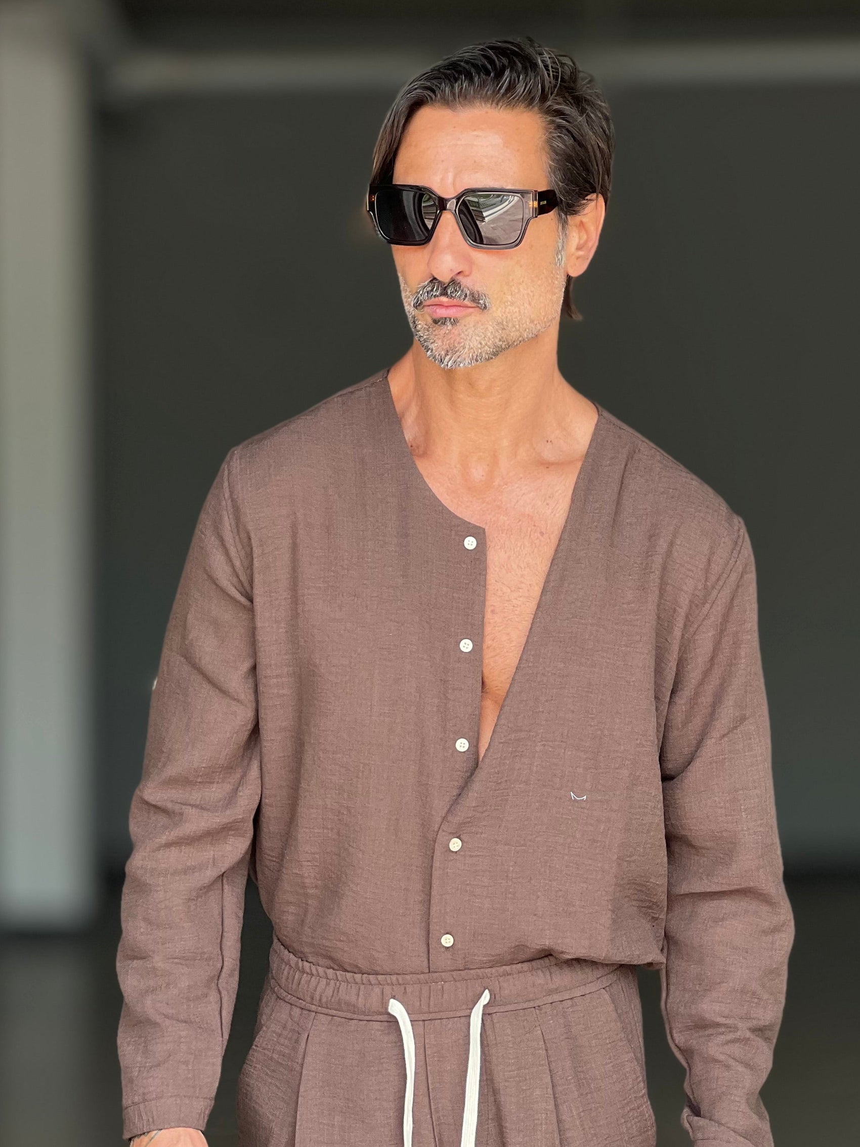 °COORDINATO MORO  CAMICIA E PANTALACCIO EFFETTO LINO. 00201