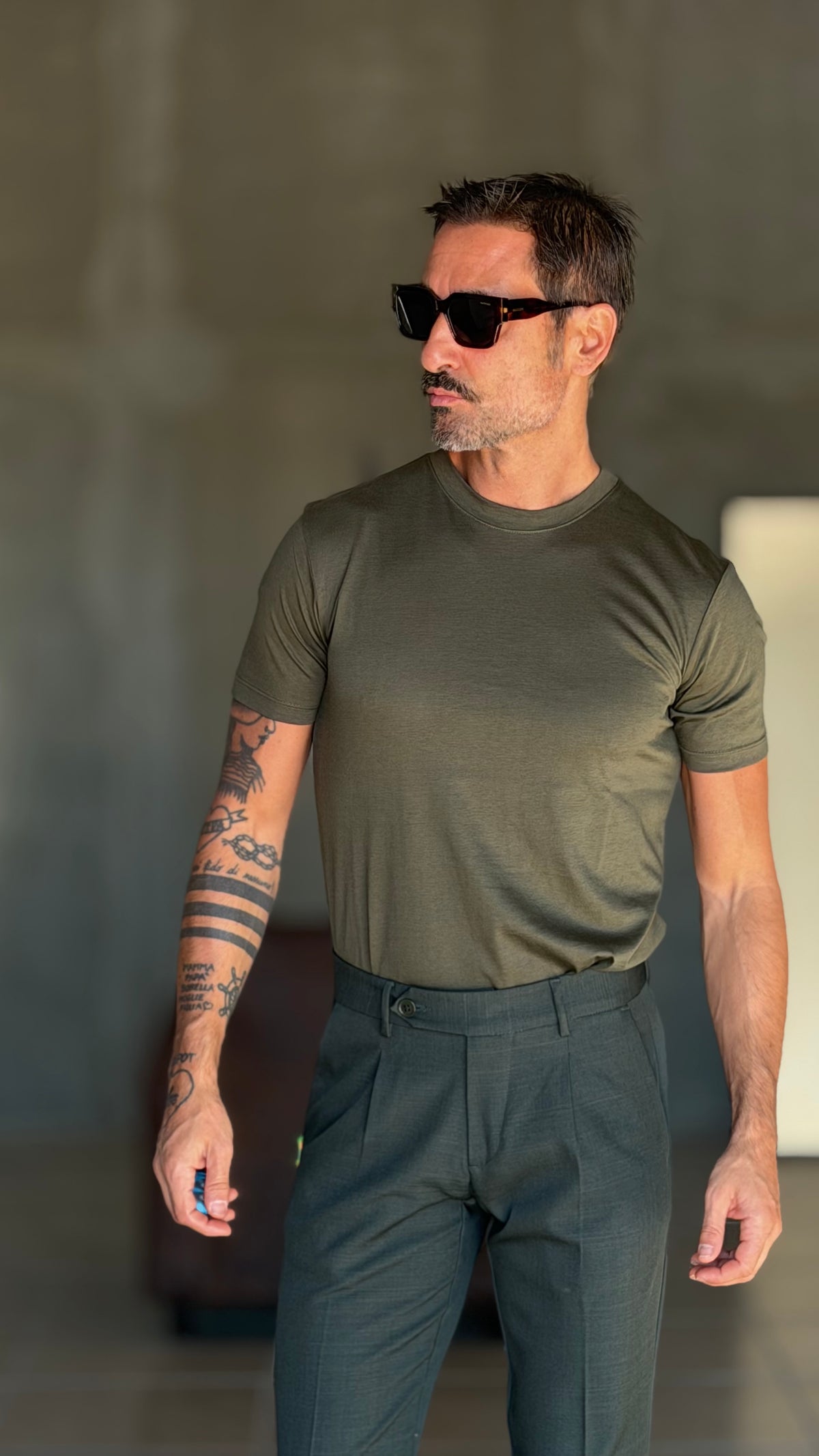 NEW T SHIRT VERDE   EFFETTO FILO DI SCOZIA