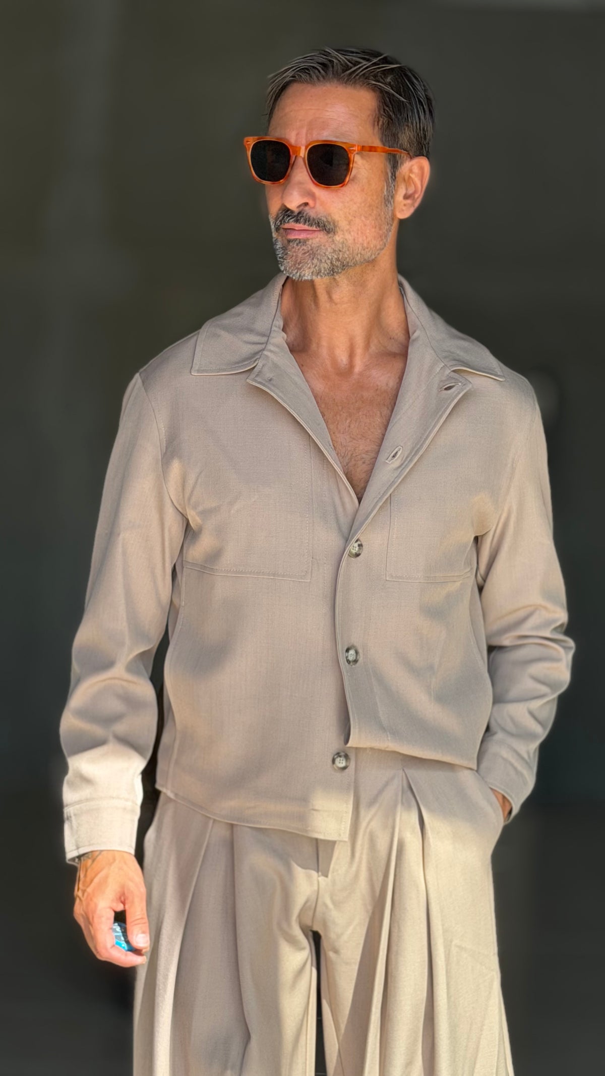 GIUBBINO CAMICIA BEIGE CROP 501 (abbinabile al pantalone baloon 501)