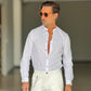 CAMICIA COREANA BIANCA MISTO LINO  BL11 0069