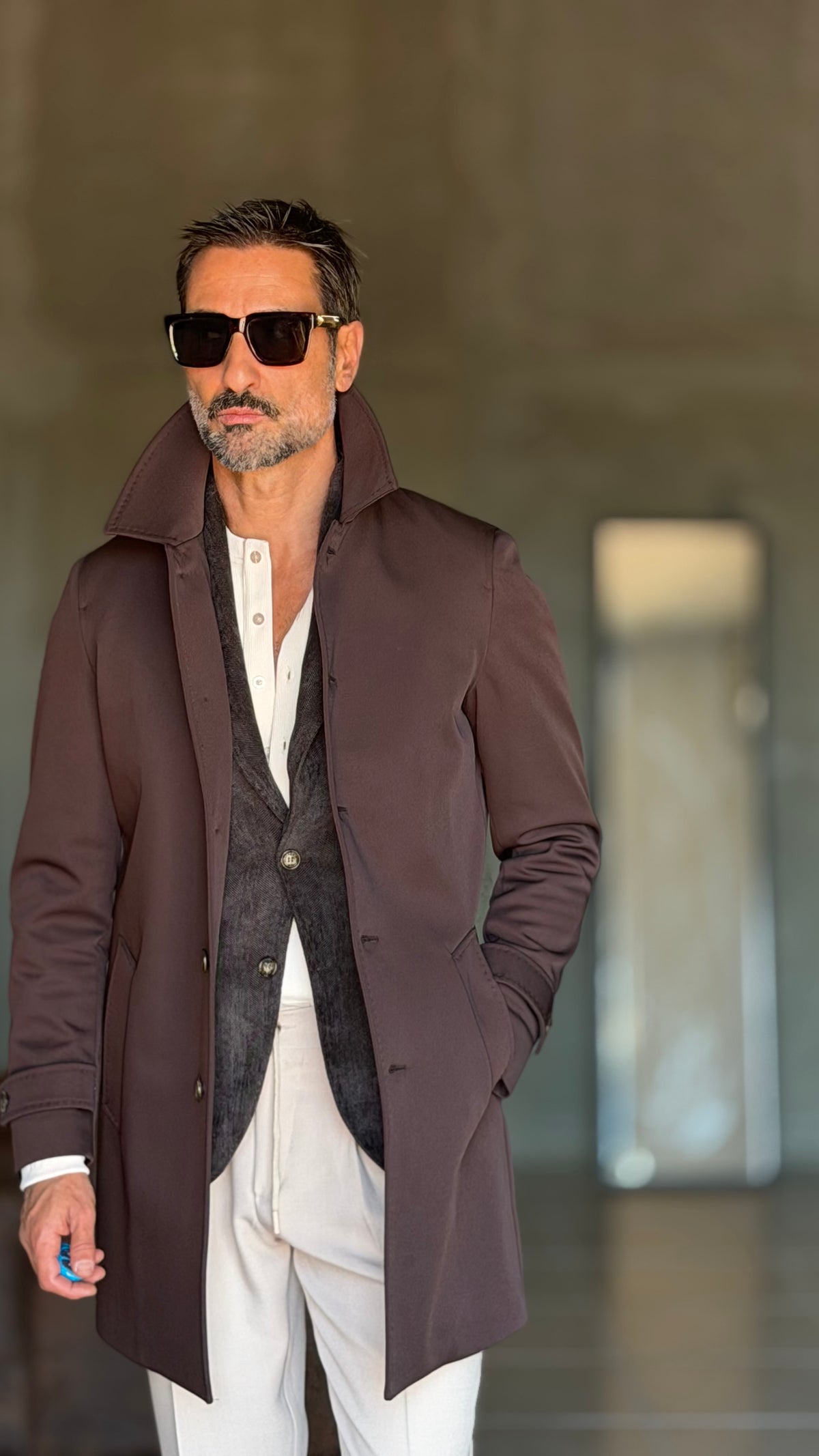 BLUE HIGH NECK COAT