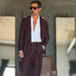 PANTALONE GESSATO PRUGNA MALTINTO VISCOSA  FONDO AMPIO PAUL MIRANDA 1050 (ABBINABILE ALLA GIACCA PRUGNA 1050 ) 636