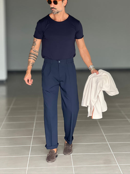 WHITE VISCOSE TROUSERS WITH REGULAR BOTTOM