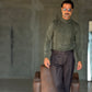 WHITE VISCOSE TROUSERS WITH REGULAR BOTTOM