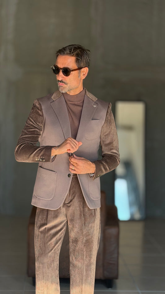 GIACCA XAGON MORO VELLUTO E TESSUTO 954(ABBINABILE AL PANTALONE VELLUTO XAGON 954)