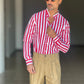 CAMICIA BIANCA E ROSSA  COREANA   POPELINE DI COTONE STRECH