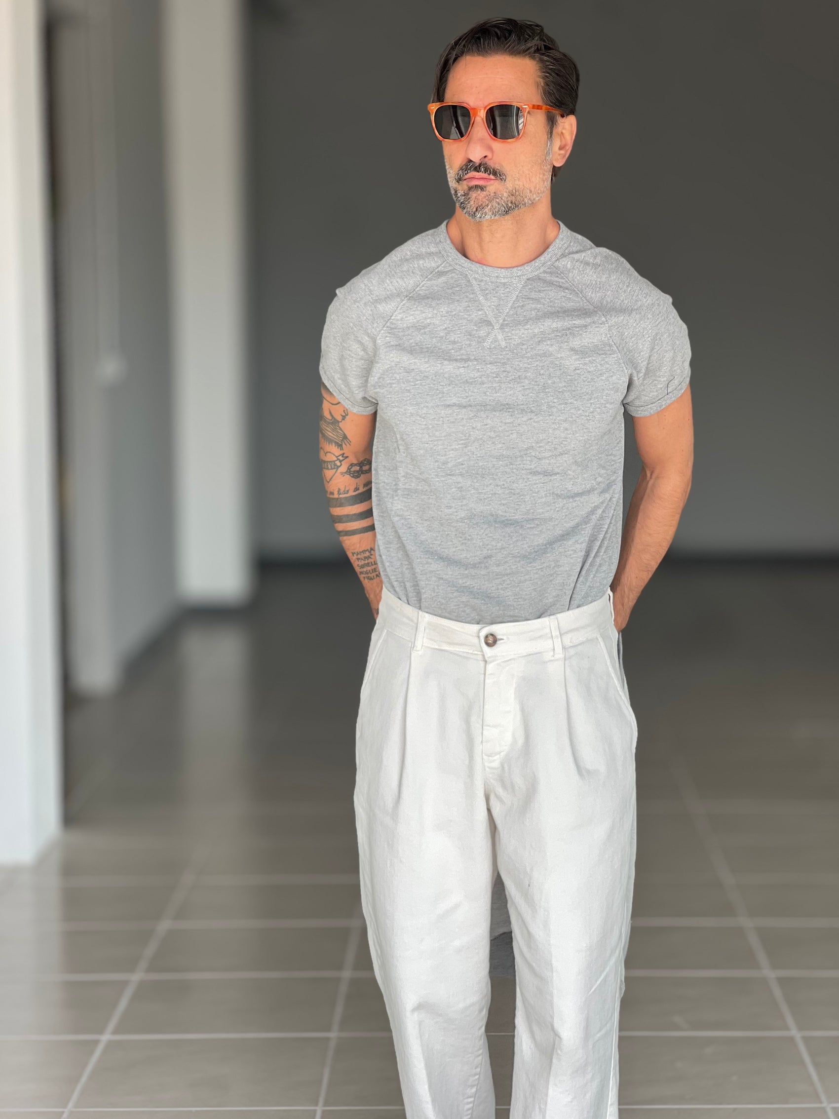 WHITE VISCOSE TROUSERS WITH REGULAR BOTTOM