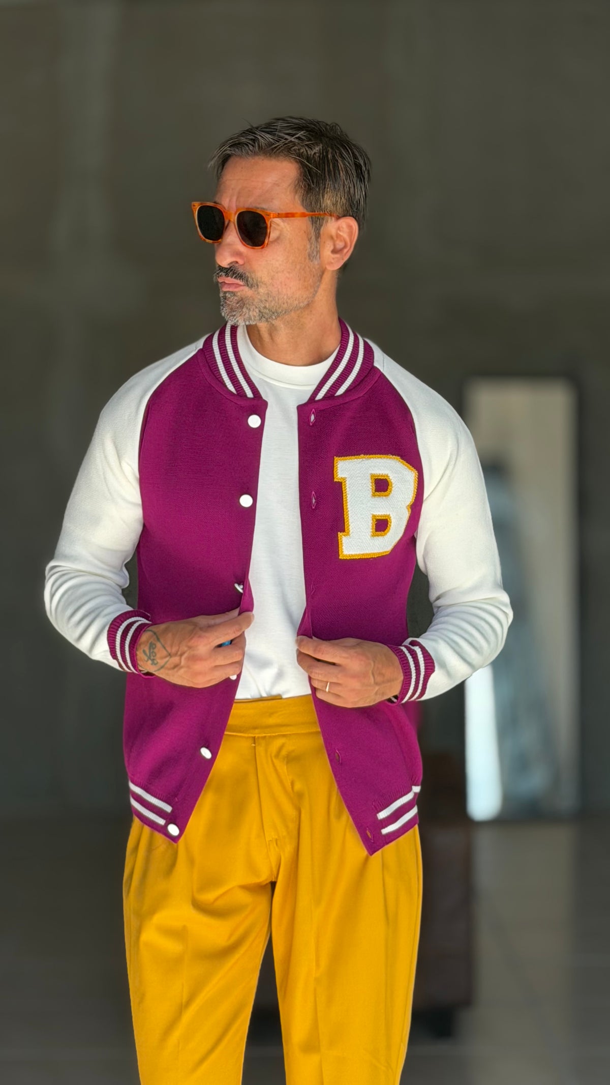 COLLEGE FELPA VIOLA  BICOLORE  B