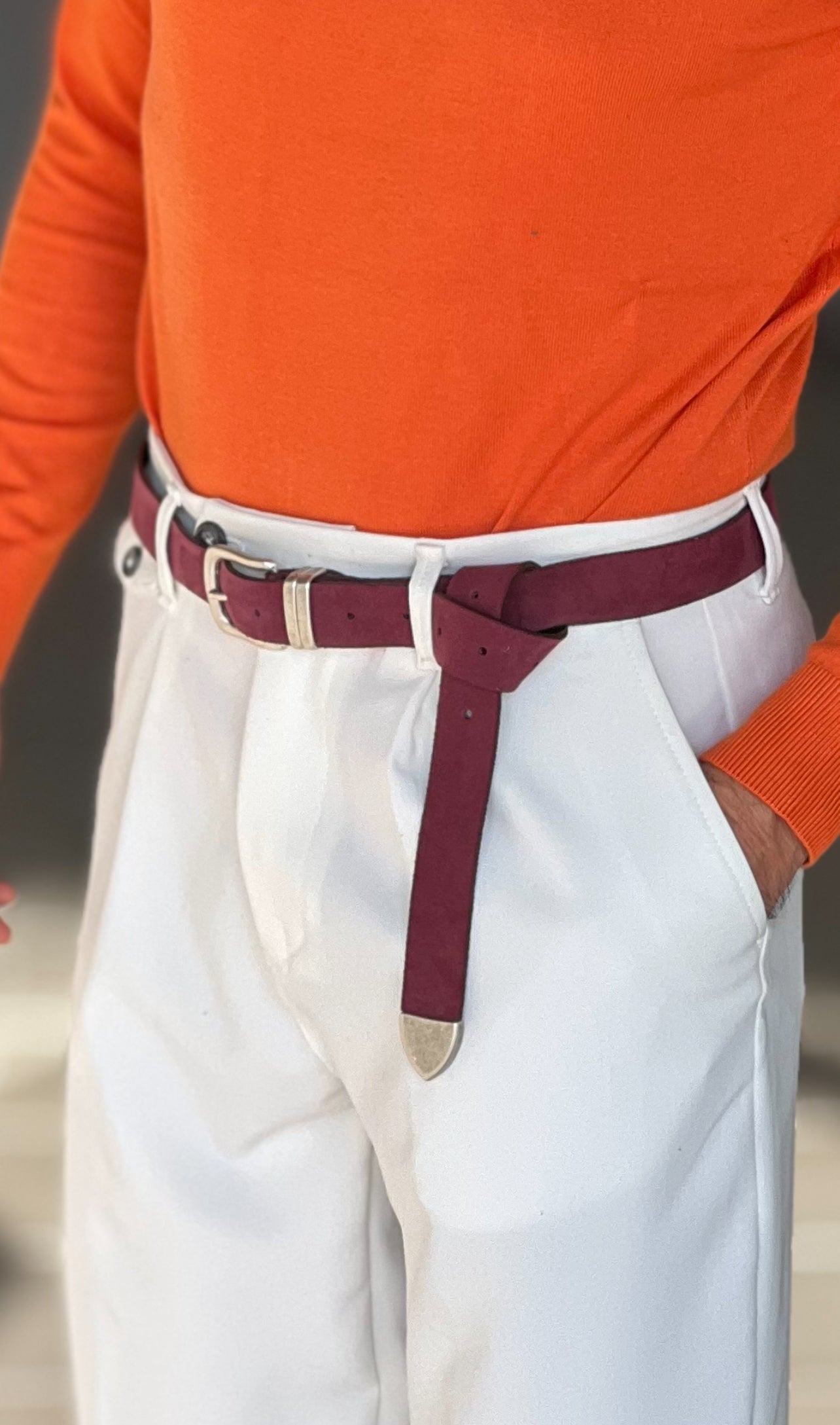 CINTURA CAMOSCIO PELLE PRUGNA   FIBIA PICCOLA