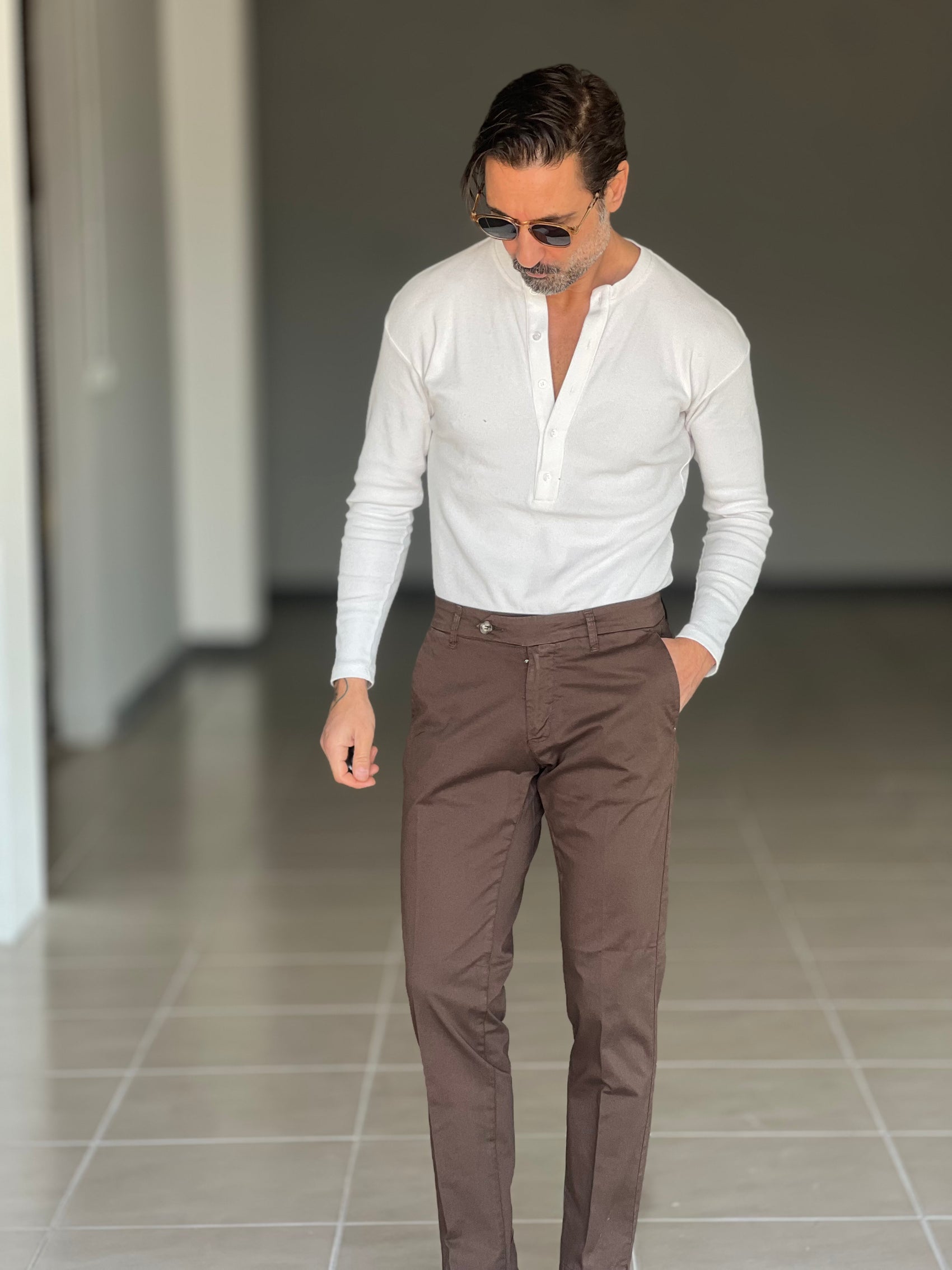 BLACK CHAIN ​​VISCOSE TROUSERS