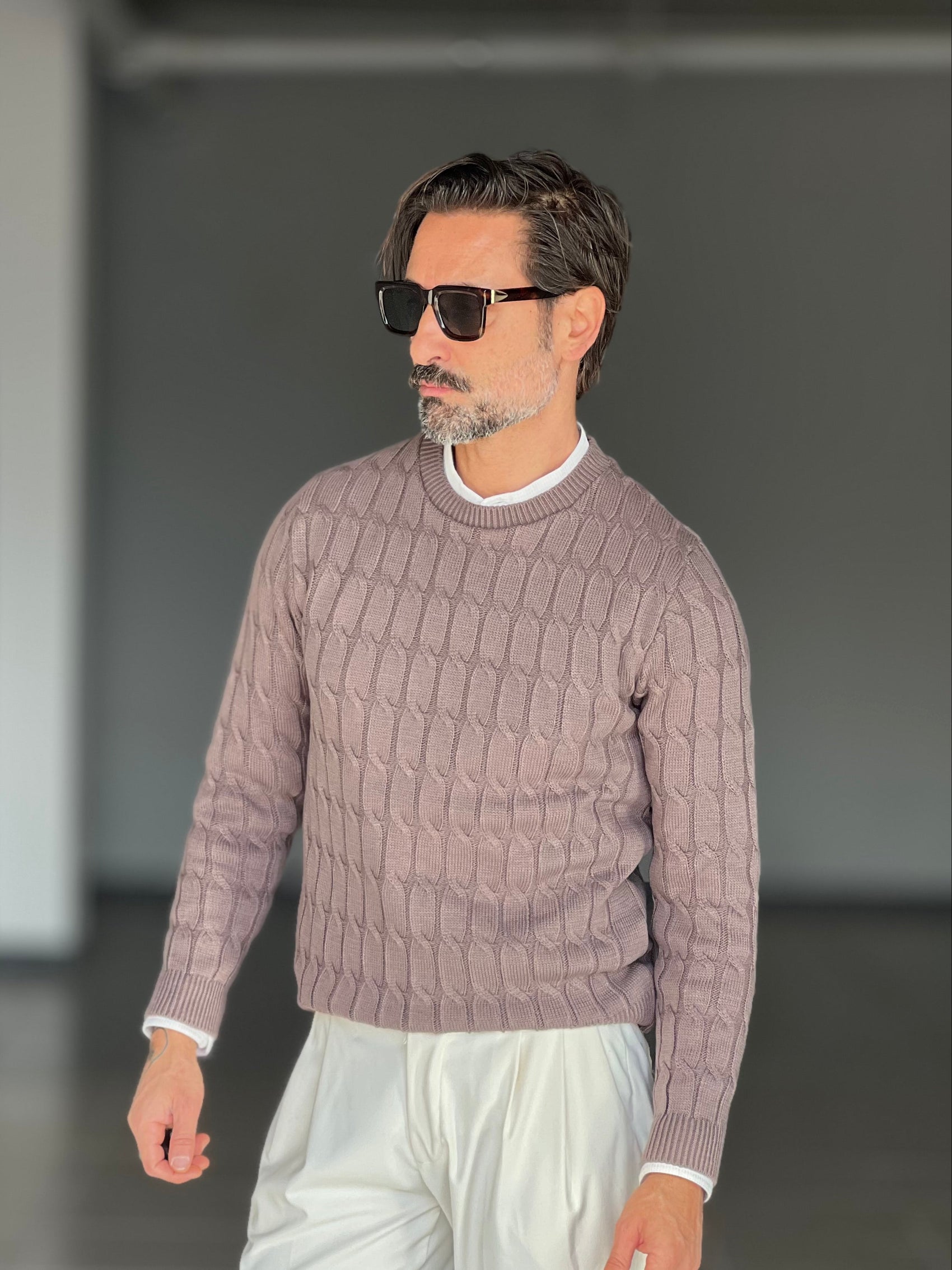 BLUE THREAD COTTON CREW NECK SWEATER