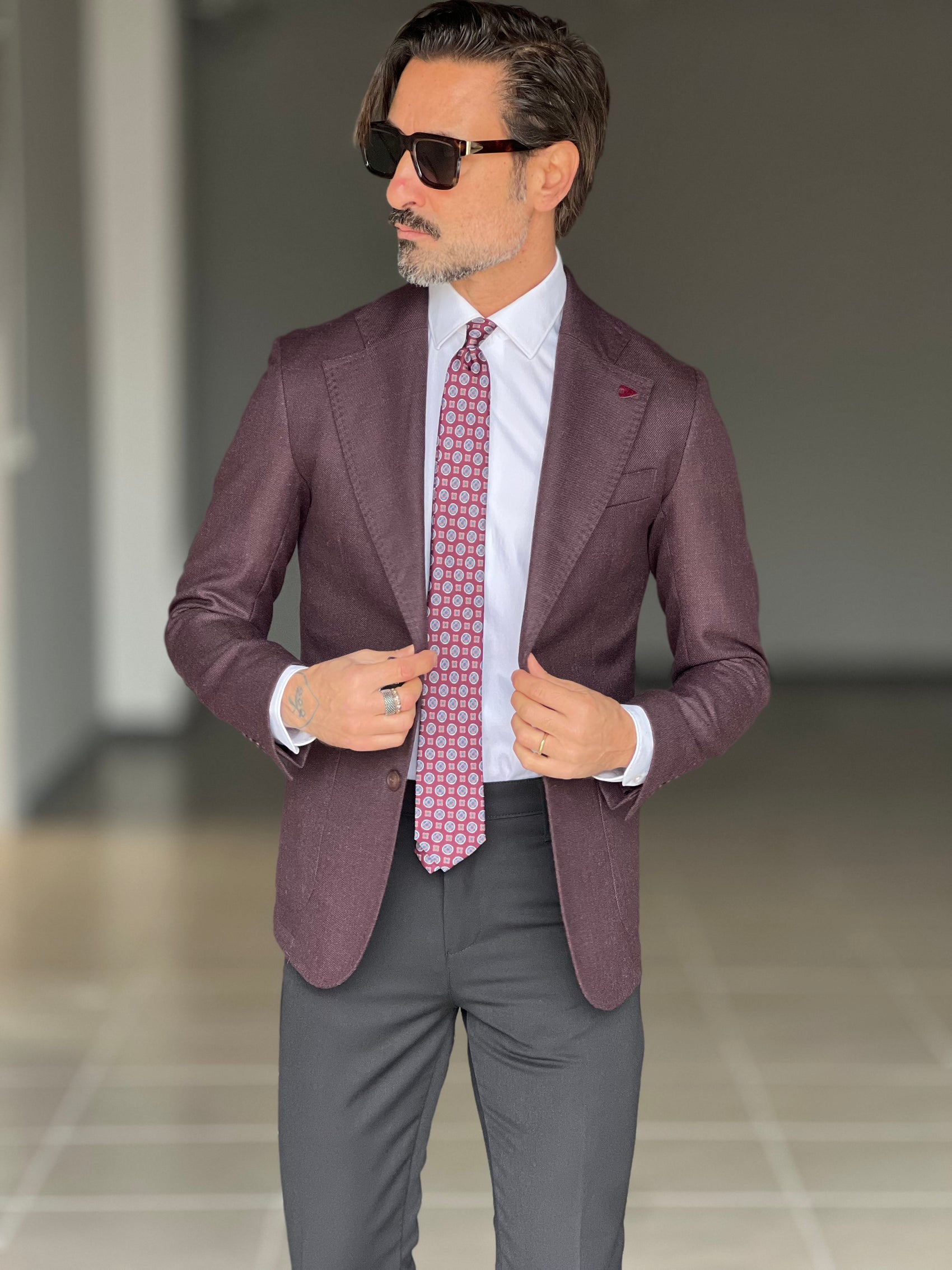 GIACCA COLOR VINO FIAMMATA MISTO LANA