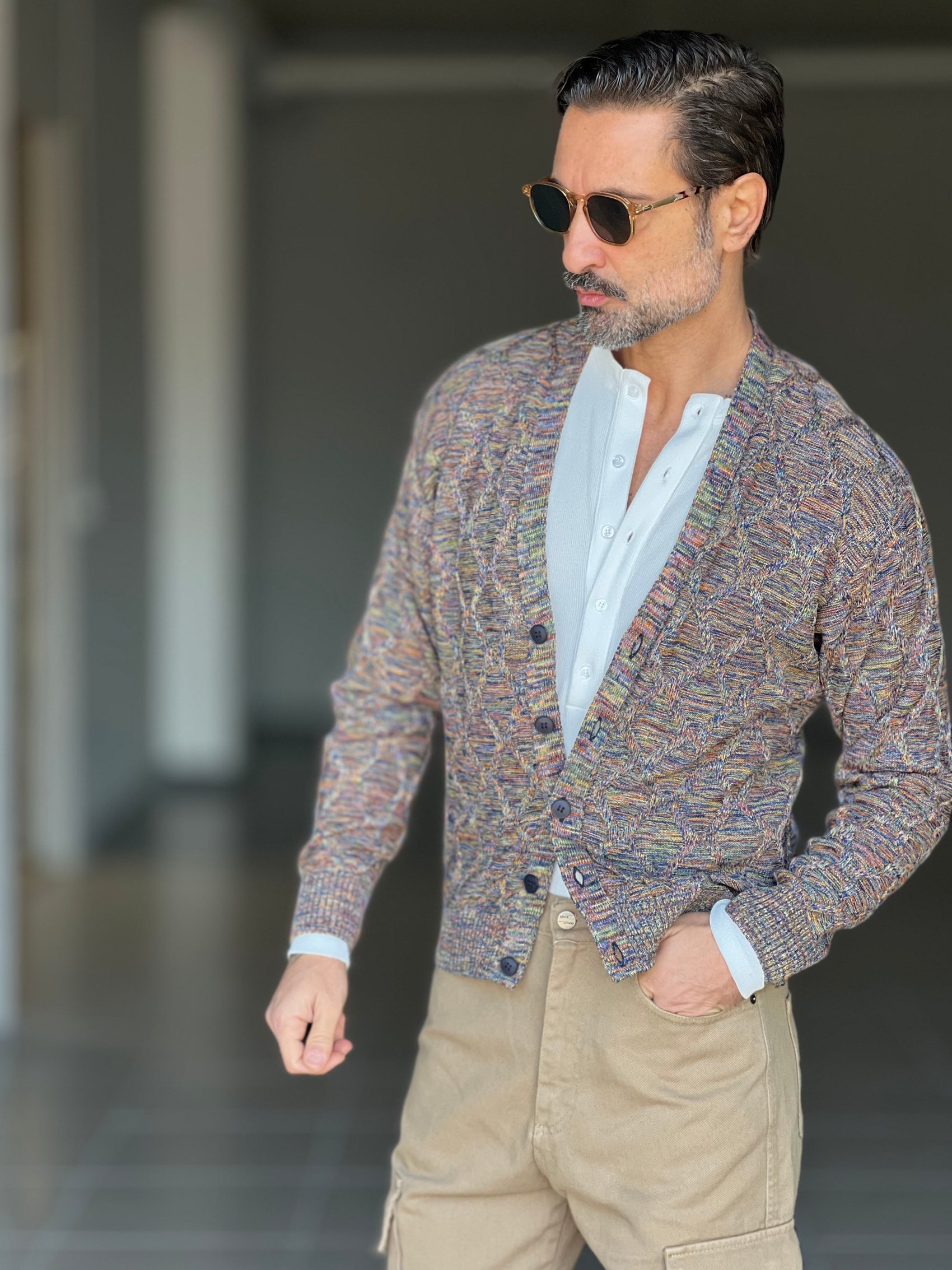 CARDIGAN  MULTICOLOR TESSUTO OPERATO