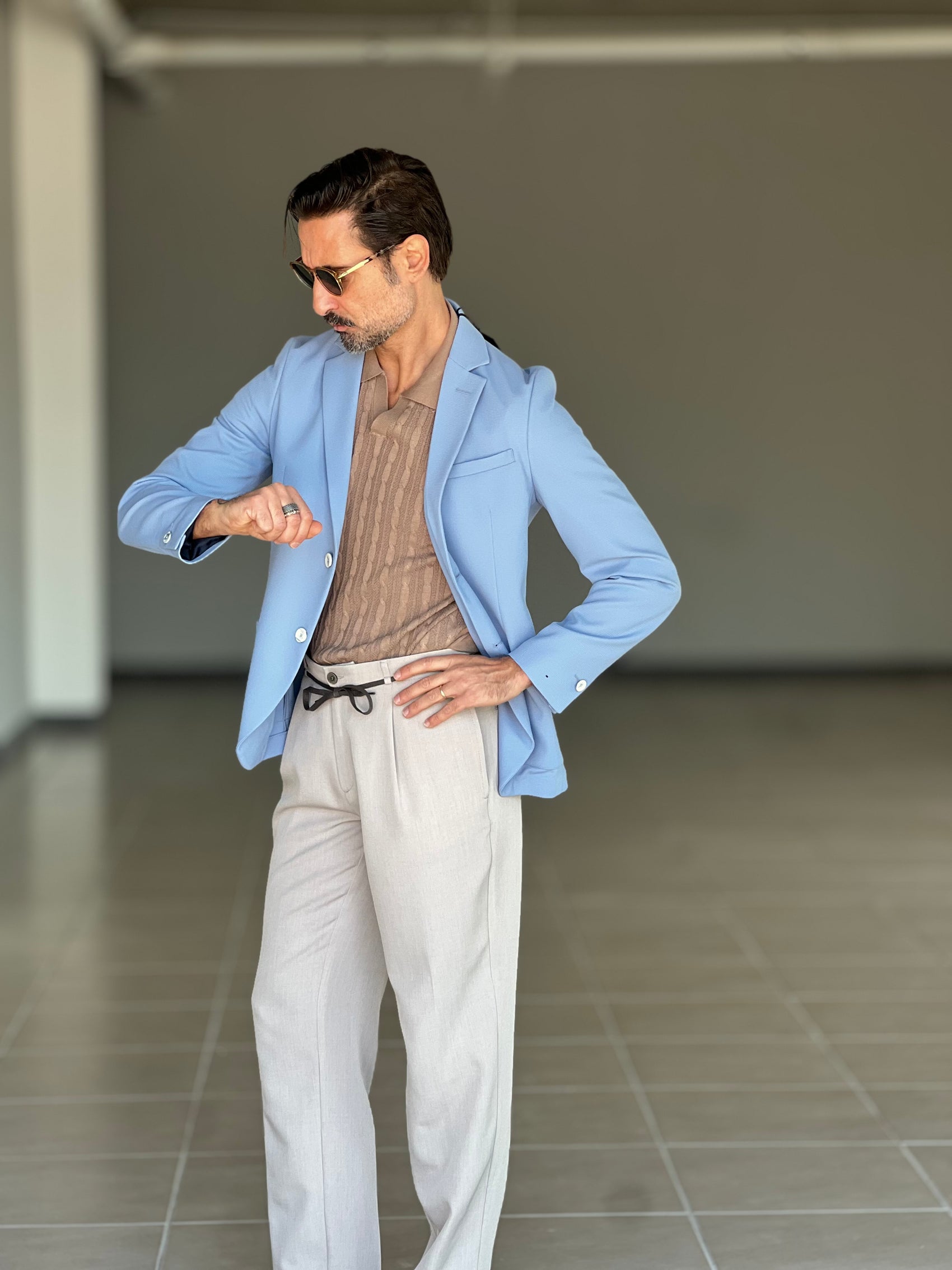 PANTALONE BEGE  ALTATENSIONE PINCES VISCOSA CORDINO ECOPELLE