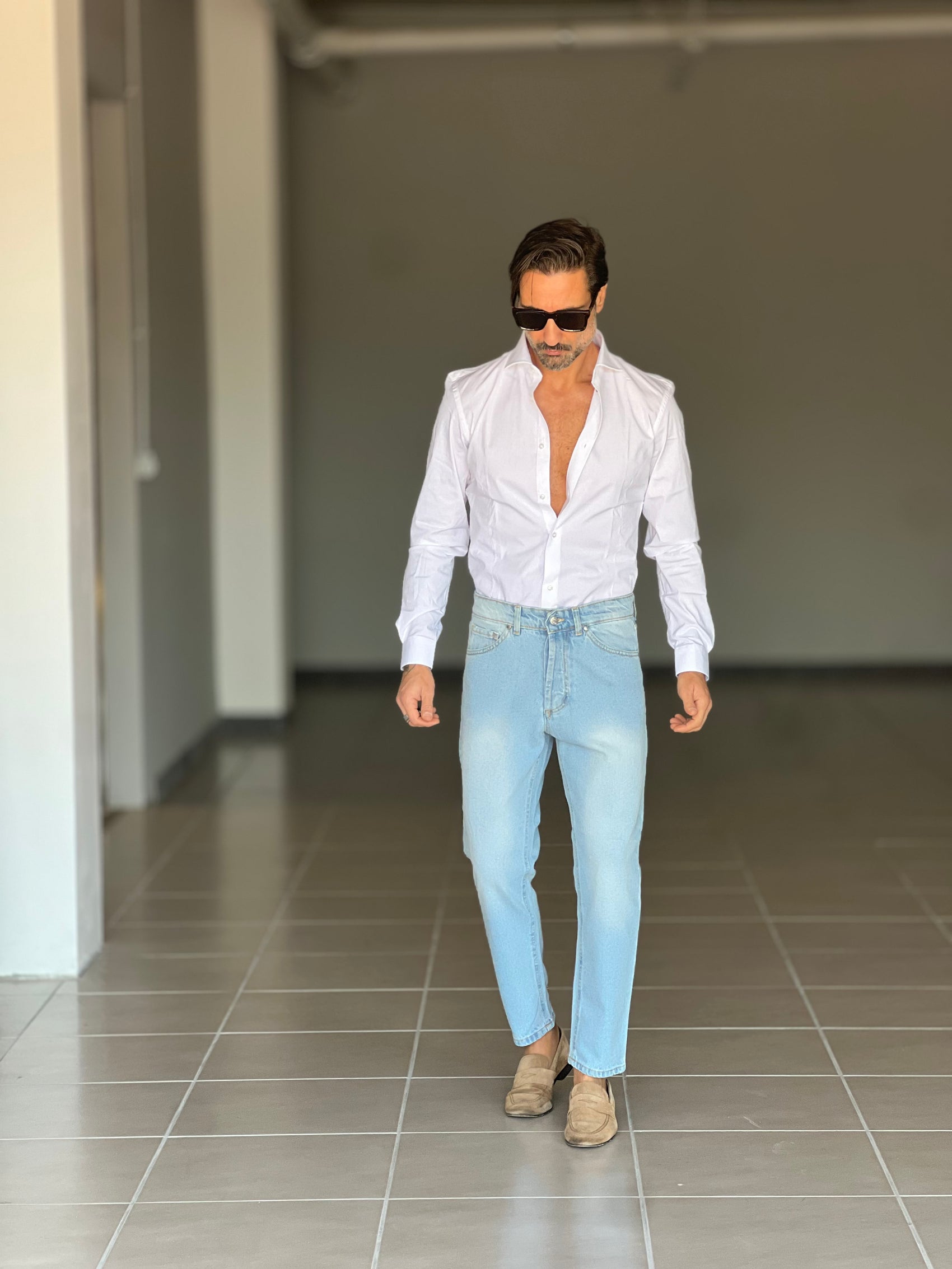 NEW CAMICIA BIANCA POPELINE DI COTONE STRECH 0044