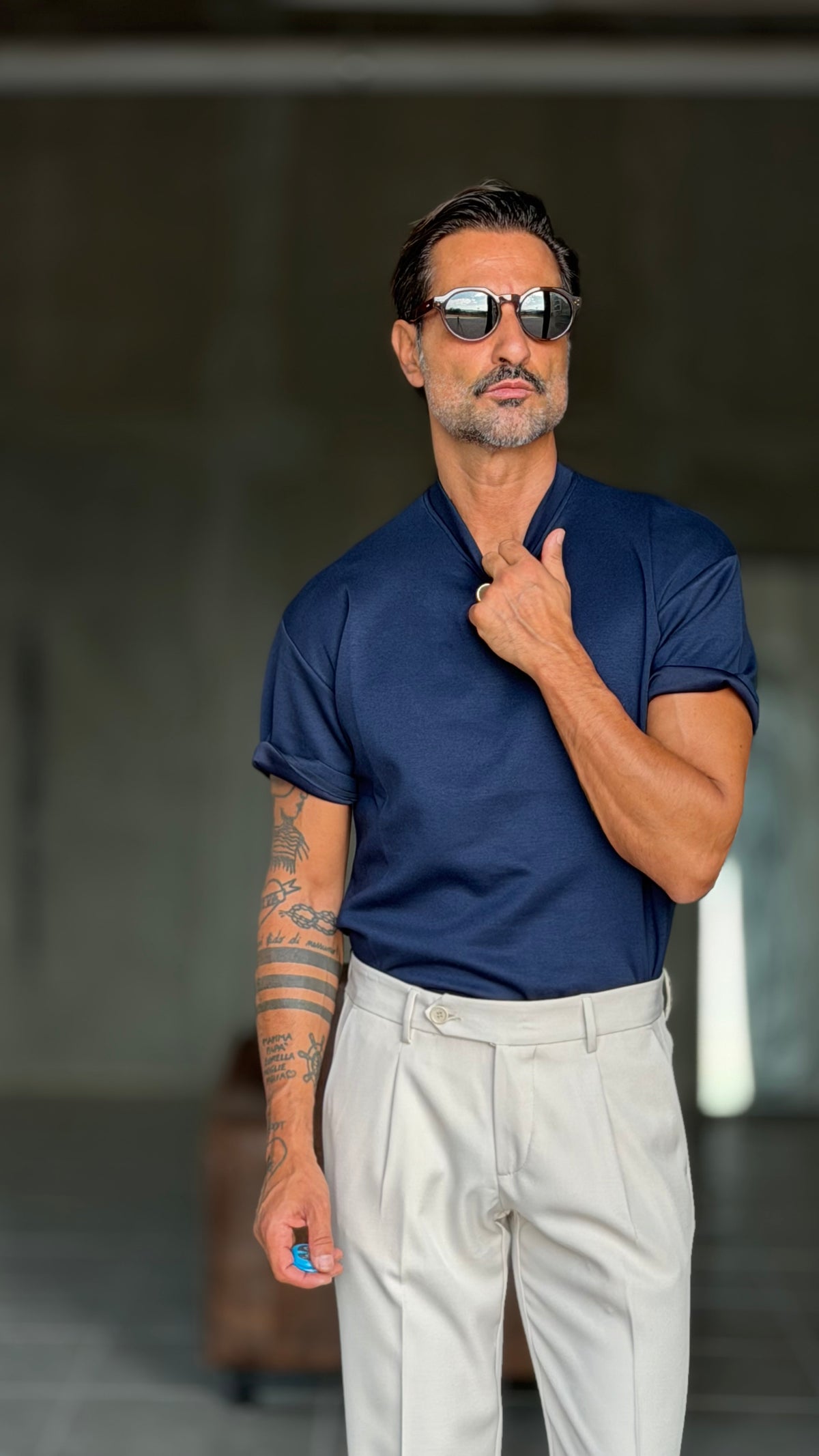 T SHIRT BLU NAVY OVER FIT