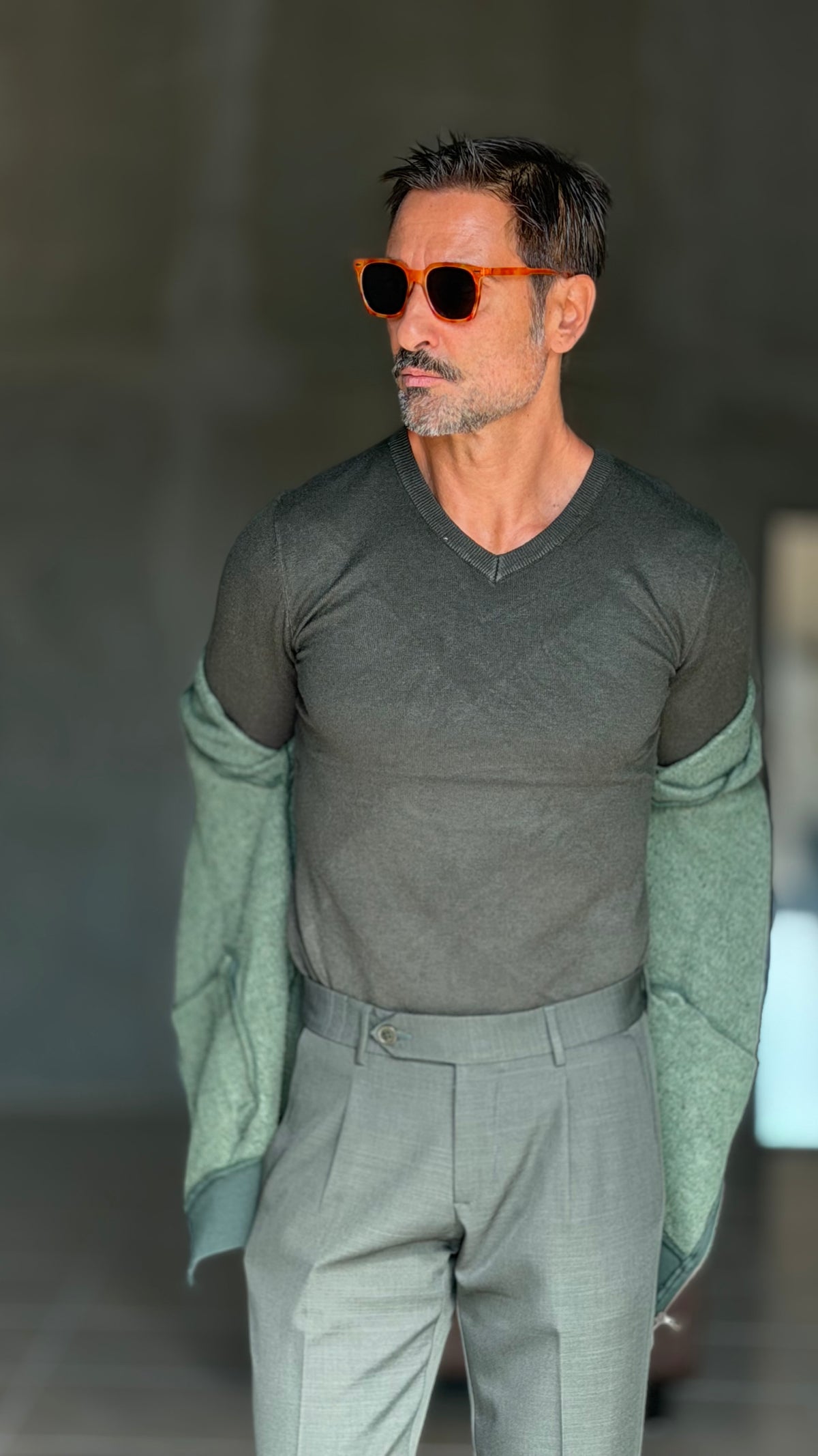 PULLOVER  VERDE SCOLLO V VISCOSA E MISTI