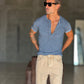 T SHIRT SERAFINO DENIM MISTO LINO