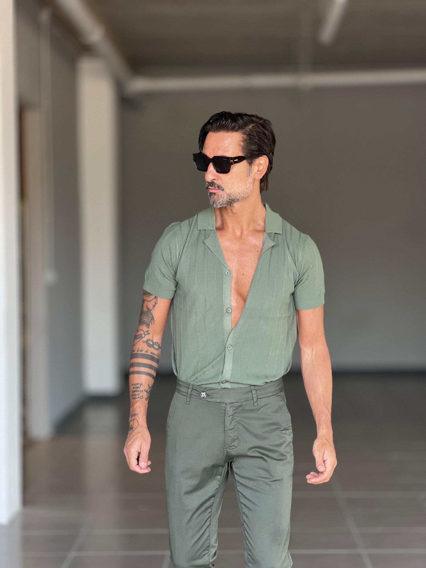 BLUE THREAD COTTON CREW NECK SWEATER