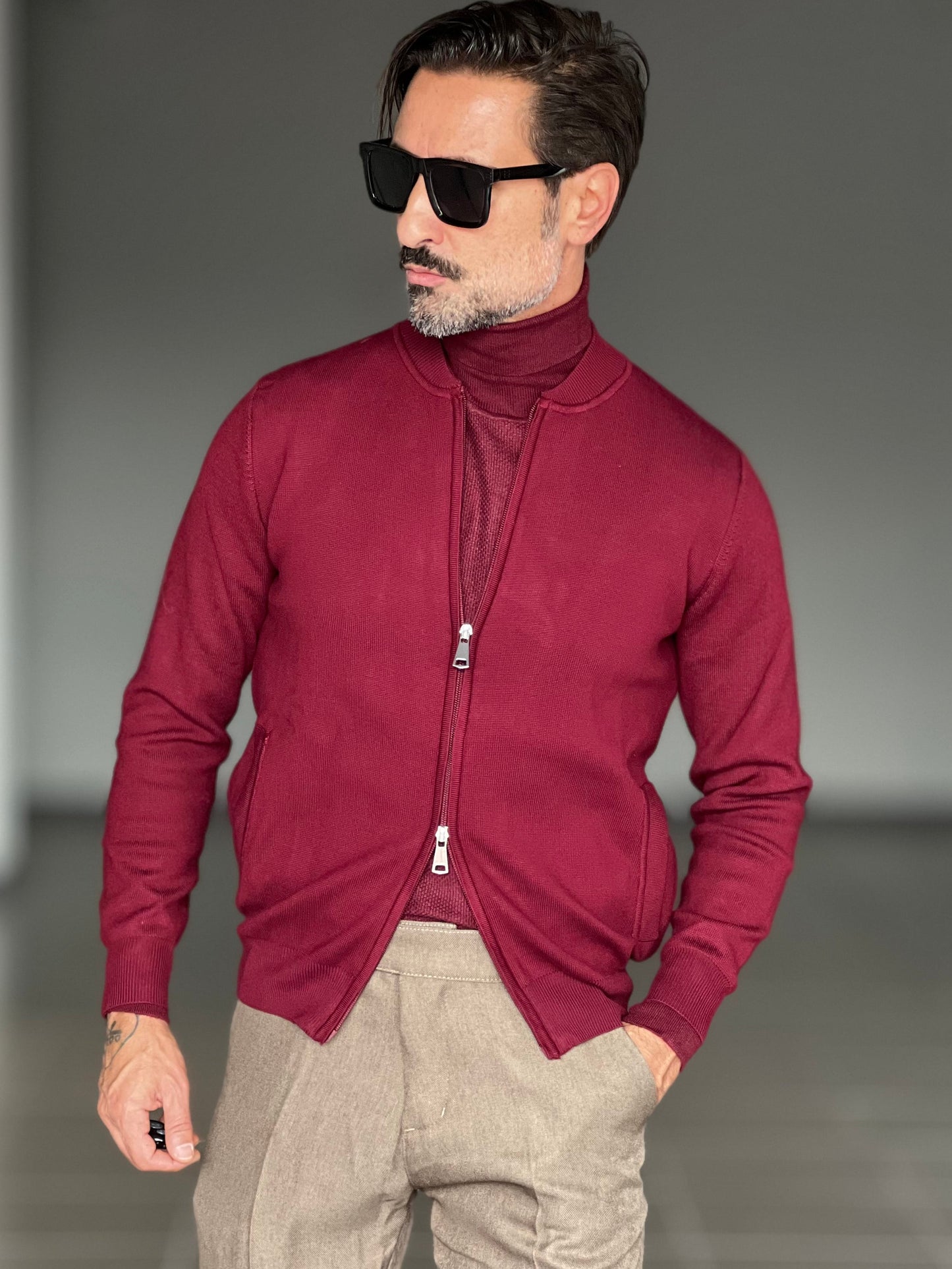 BEIGE COTTON OPEN CARDIGAN