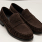 MOCASSINO MORO PELLE CAMOSCIO ARRICCIATO
