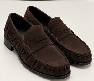 MOCASSINO MORO PELLE CAMOSCIO ARRICCIATO