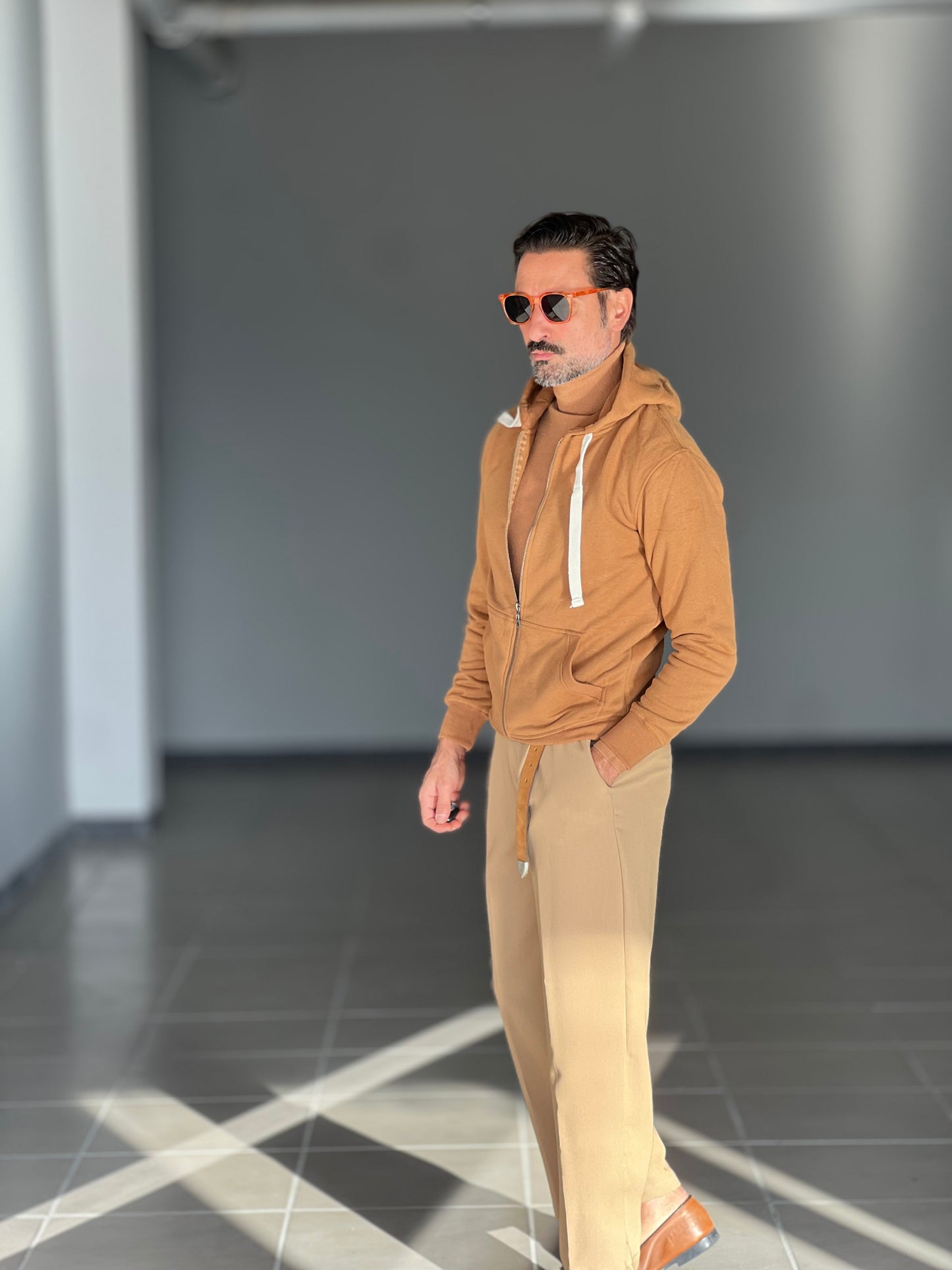 FELPA  TABACCO  DOPPIATA ZIP